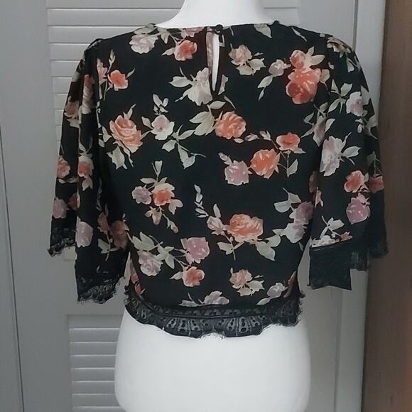 Re: Named Floral Lace Trim Crop Top M Bell Sleeve Coverup Beach Lingerie Boho - Picture 4 of 10